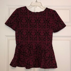 Black & Maroon Peplum Top